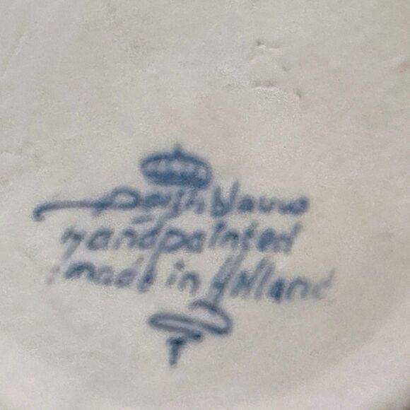 Vintage Delft Blue Bowl Hand painted in Holland Windmill & Boats Scene 3" x 5" - Picture 11 of 12